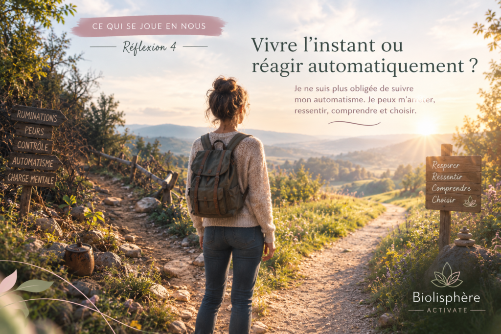 je ne suis plus obligée de suivre immédiatement mon automatisme. Je peux m'arrêter, ressentir, comprendre et choisir.